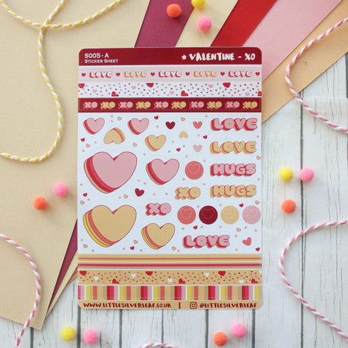 Love and Hugs Valentine Sticker Sheet