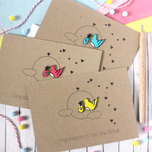 Personalised New Baby Card. Baby Congratulations Card. New Baby Card. Stork Card. New Arrival Card. Baby Boy Card. Baby Girl Card. New Baby