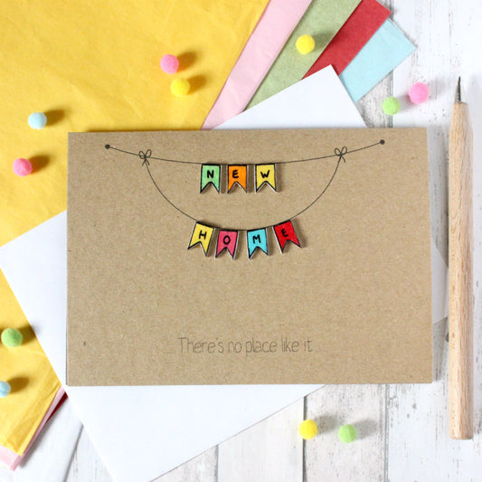 Handmade New Home Card. Housewarming Card. Moving Day Card. Bright New Home Bunting. Moving House Card. New Address Card. Little Silverleaf
