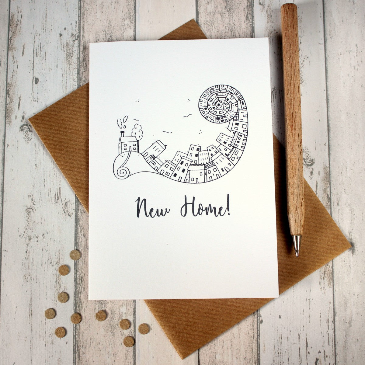 New Home Card. Moving House Card. Moving Home Card. New Home Cards. New Home. Hand Drawn Illustration. Illustration. Black and White. Cards