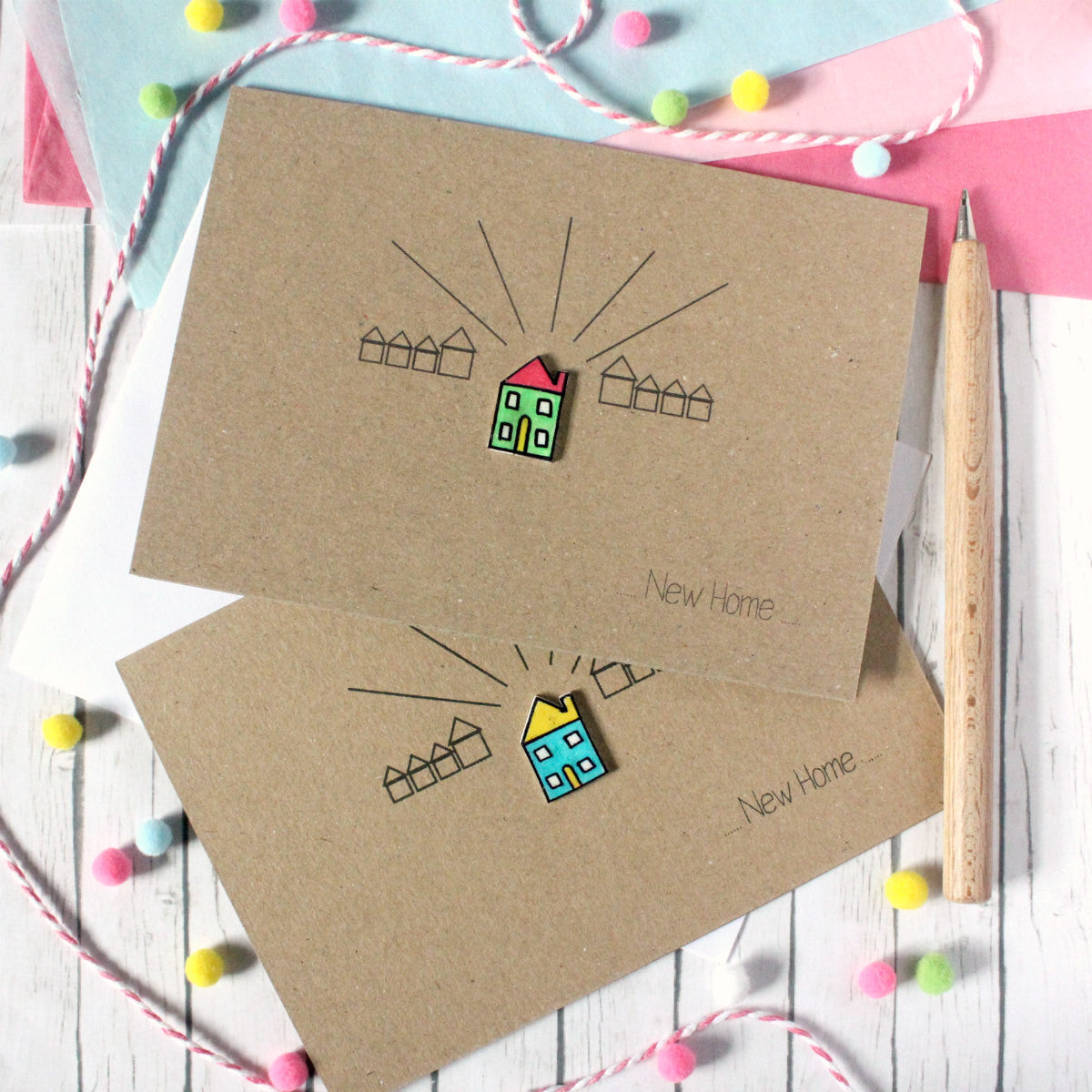 Personalised New Home Card. Handmade. Housewarming Card. New Home Card. Moving Announcement Card. House Card. Unusual New Home Card.