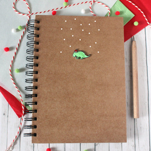 Christmas Dinosaur A5 Lined Festive Notebook