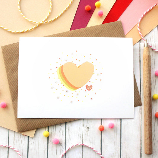 Love Heart - Happy Mail Glitter Postcard