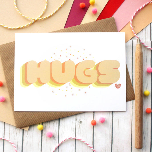 Hugs - Happy Mail Glitter Postcard