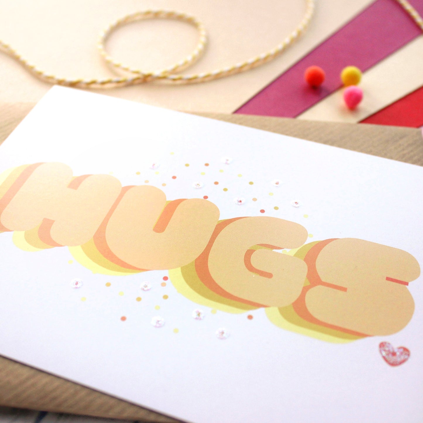 Hugs - Happy Mail Glitter Postcard