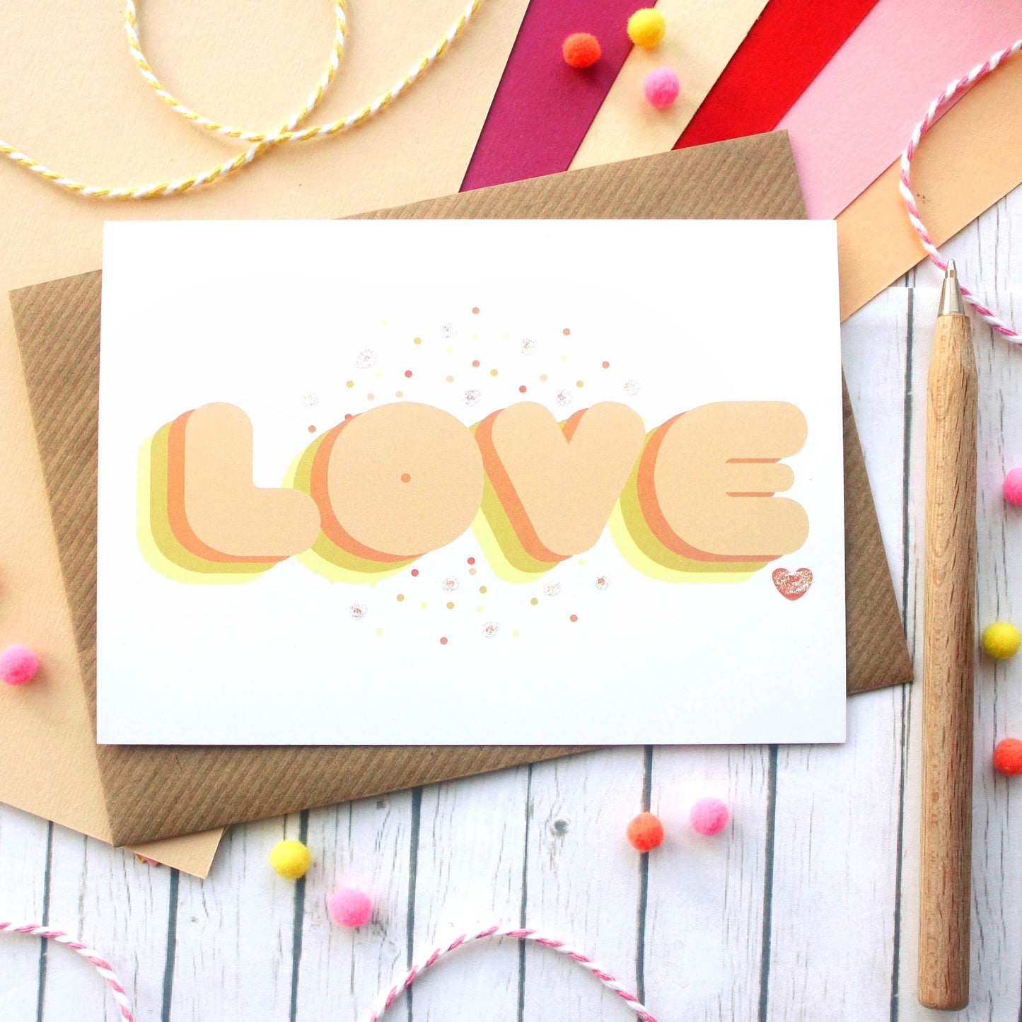 Love - Happy Mail Glitter Postcard