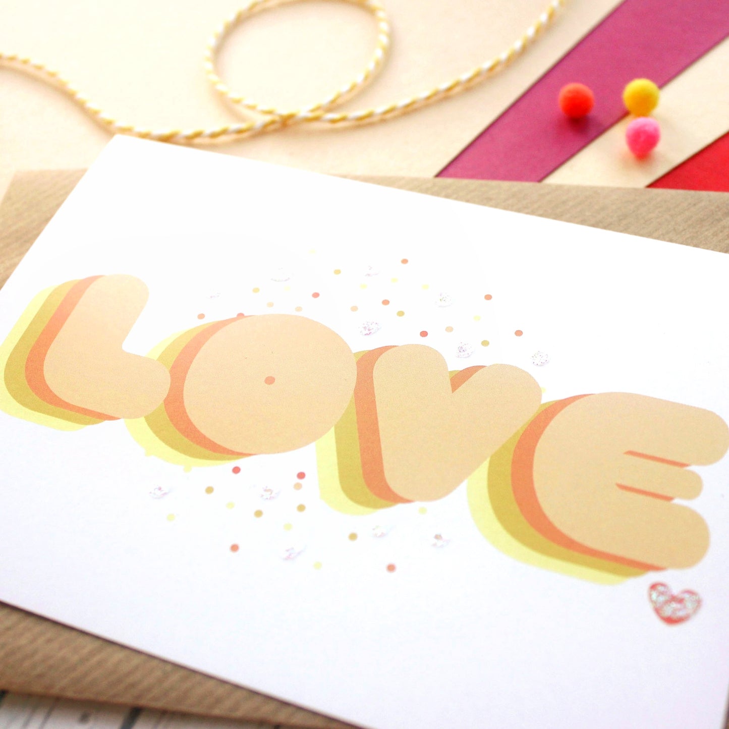 Love - Happy Mail Glitter Postcard