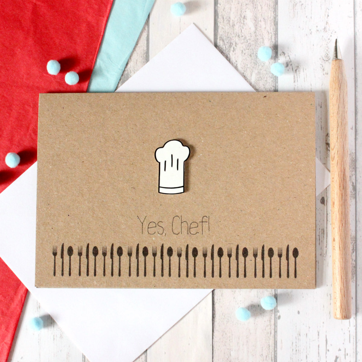 Personalised Chef Card. Handmade 'Yes, Chef!' Card. Card for Chef. Chef's Hat Card. Chef Hat. Bake Off. Masterchef. Cookery. New Job Card.