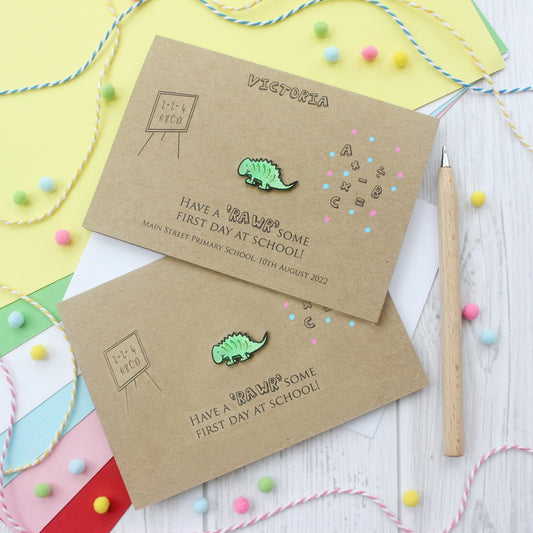 First Day Of School Card, Dinosaur Rawr