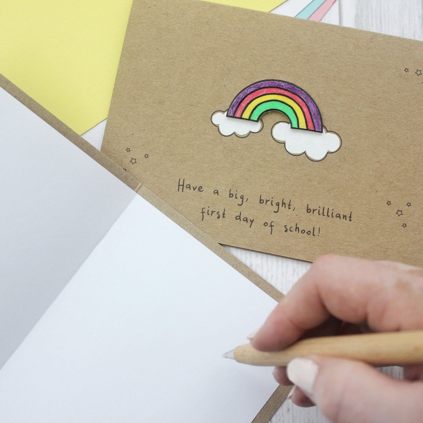 First Day Of School with a Bright Rainbow