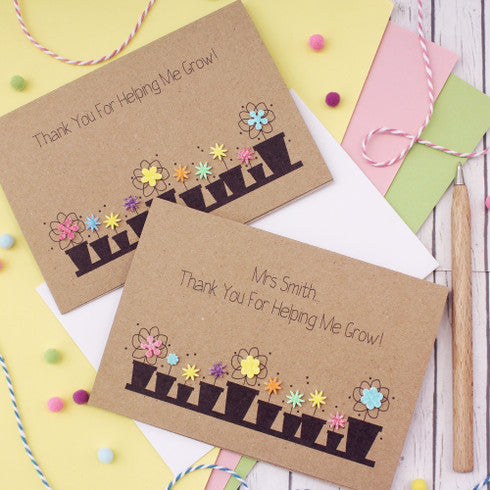 Thank You Teacher Card with Flower Pots