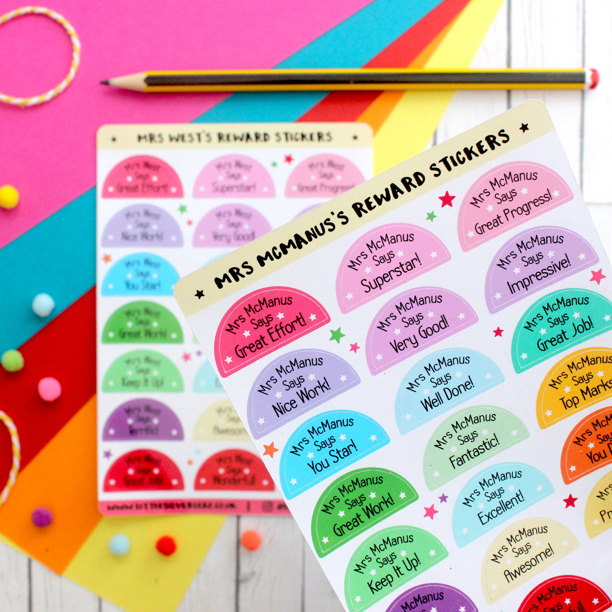 Personalised Teacher Reward Sticker Sheet