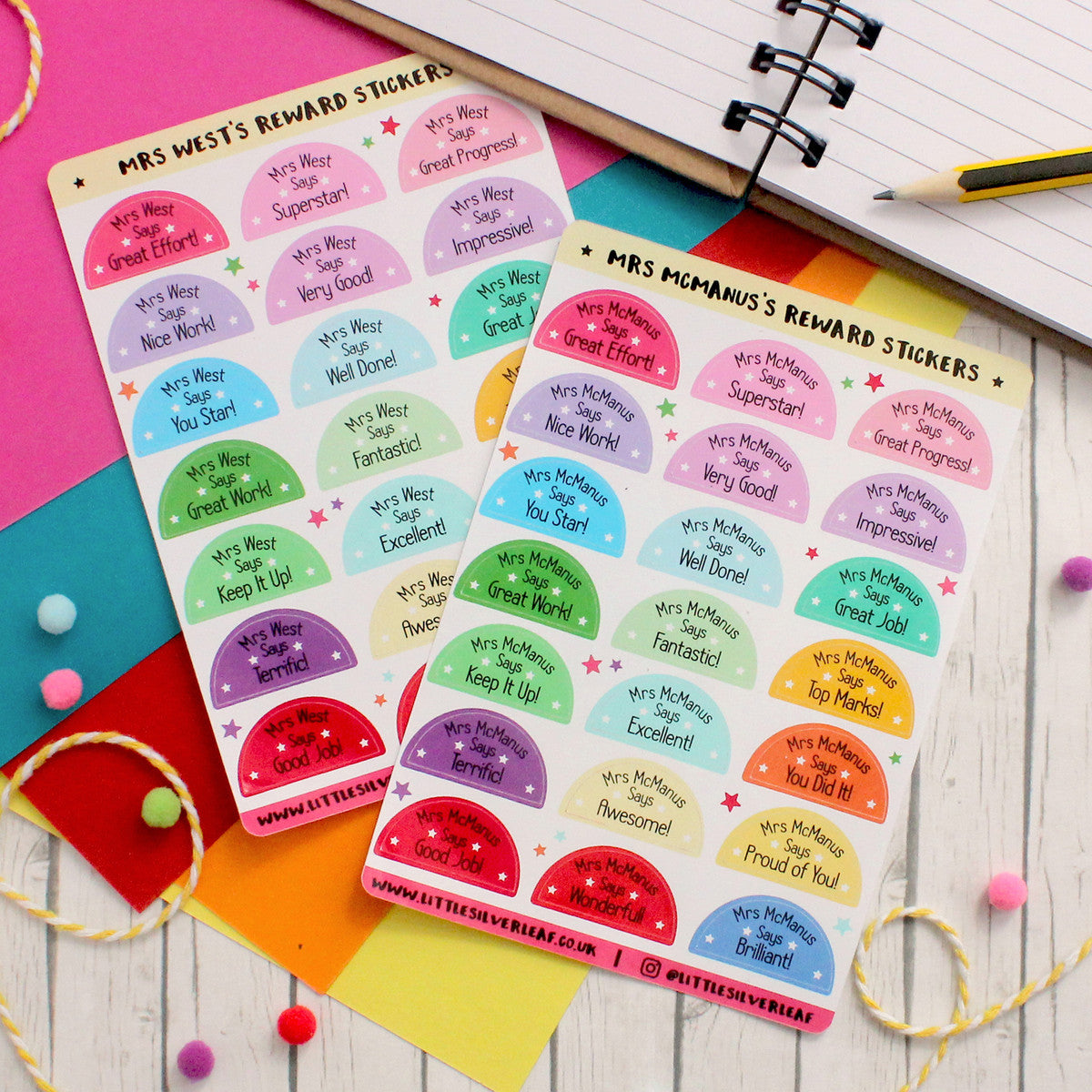 Personalised Teacher Reward Sticker Sheet