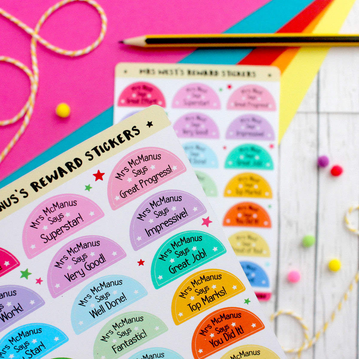 Personalised Teacher Reward Sticker Sheet