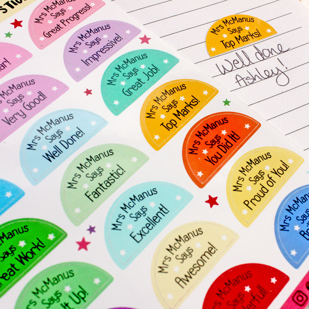 Personalised Teacher Reward Sticker Sheet