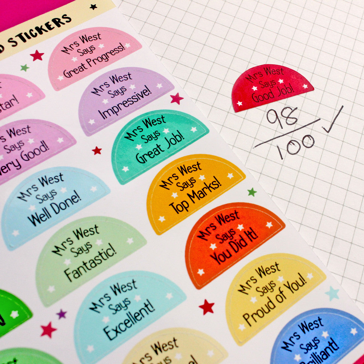 Personalised Teacher Reward Sticker Sheet