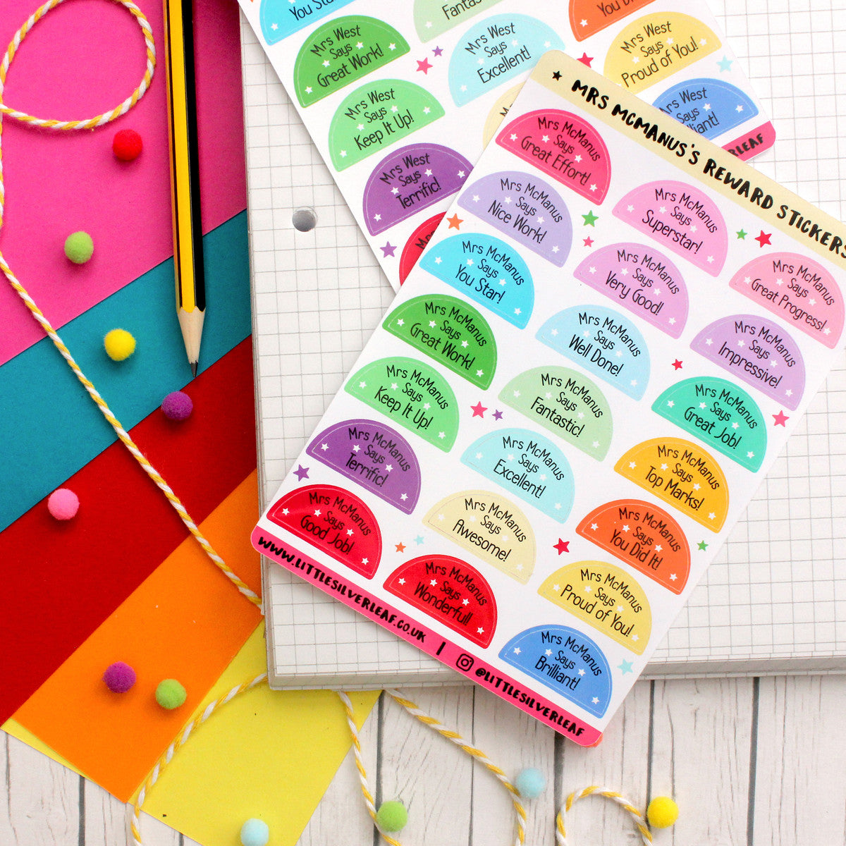 Personalised Teacher Reward Sticker Sheet