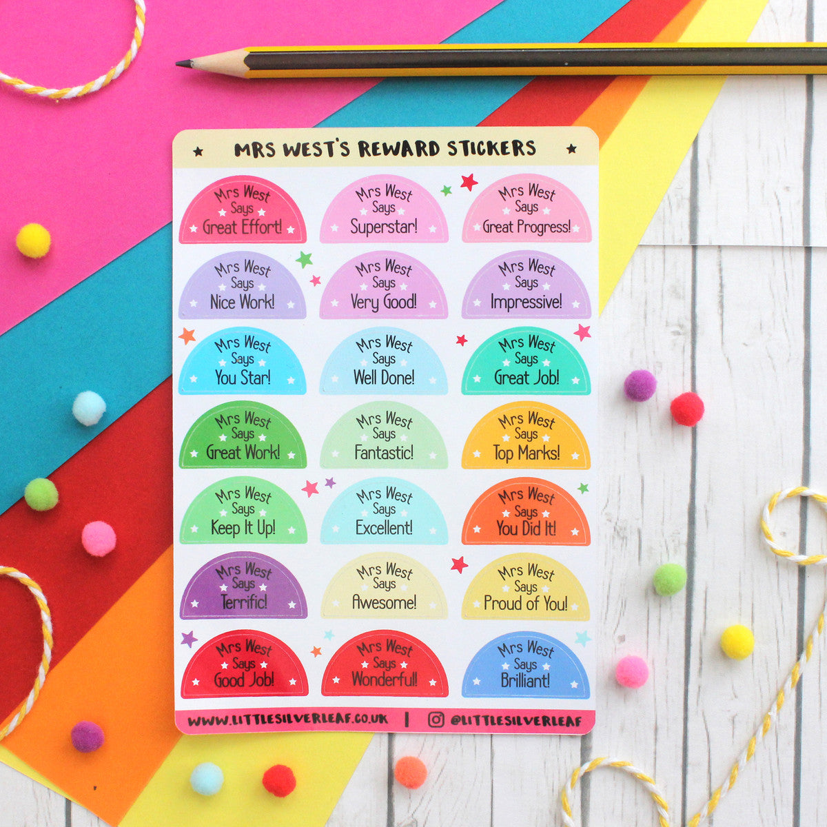 Personalised Teacher Reward Sticker Sheet