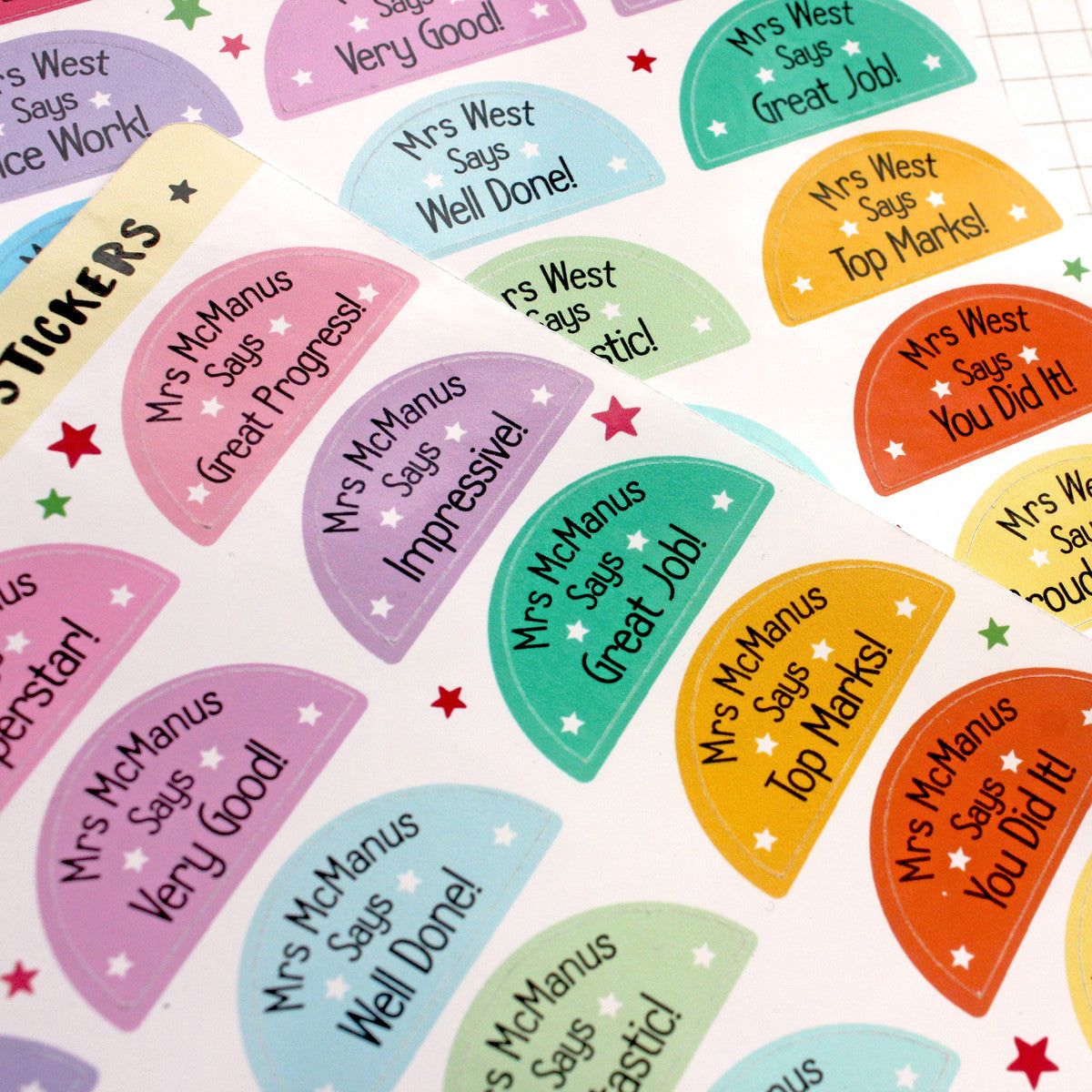 Personalised Teacher Reward Sticker Sheet