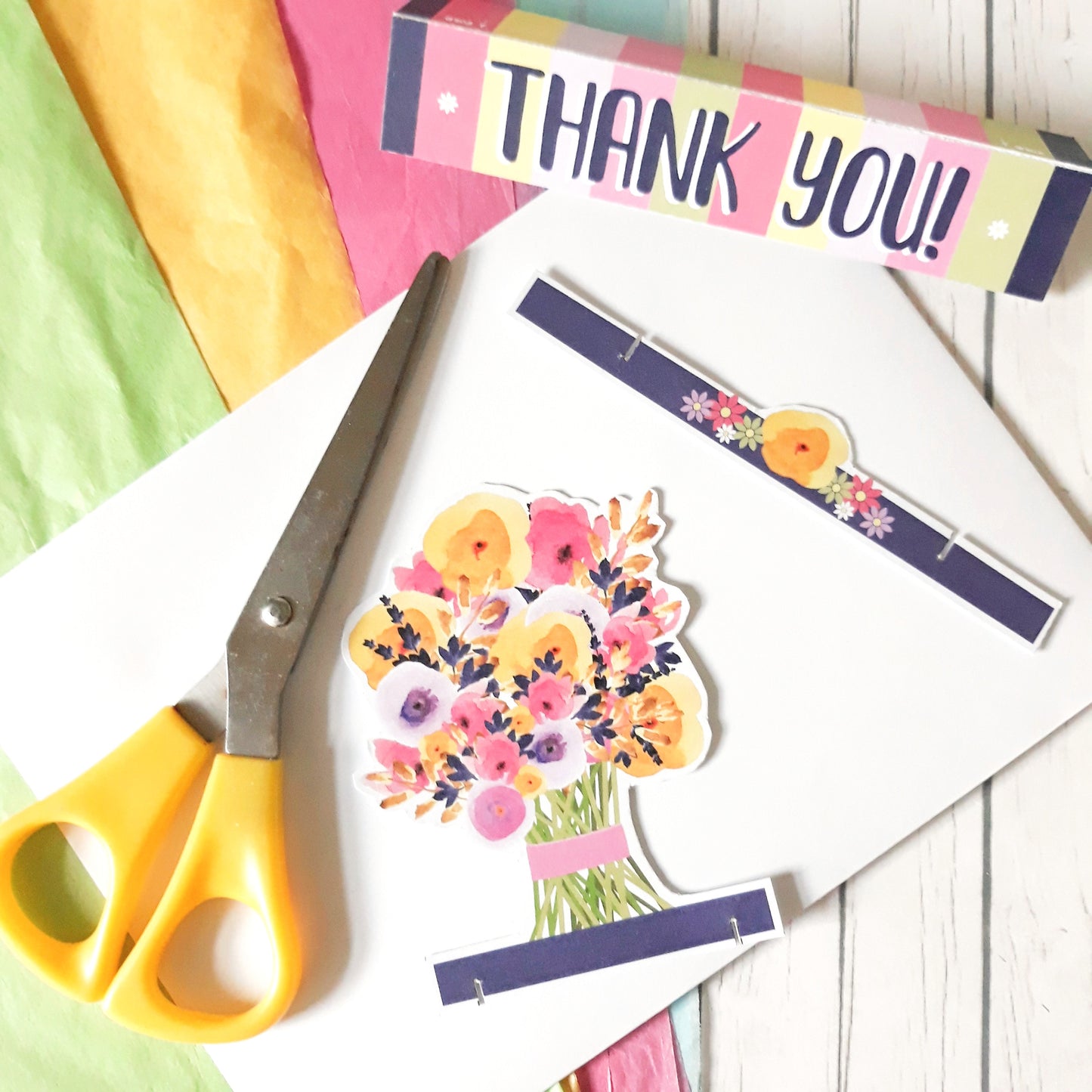 Thank You - Floral Bouquet - Cut Out and Keep Card