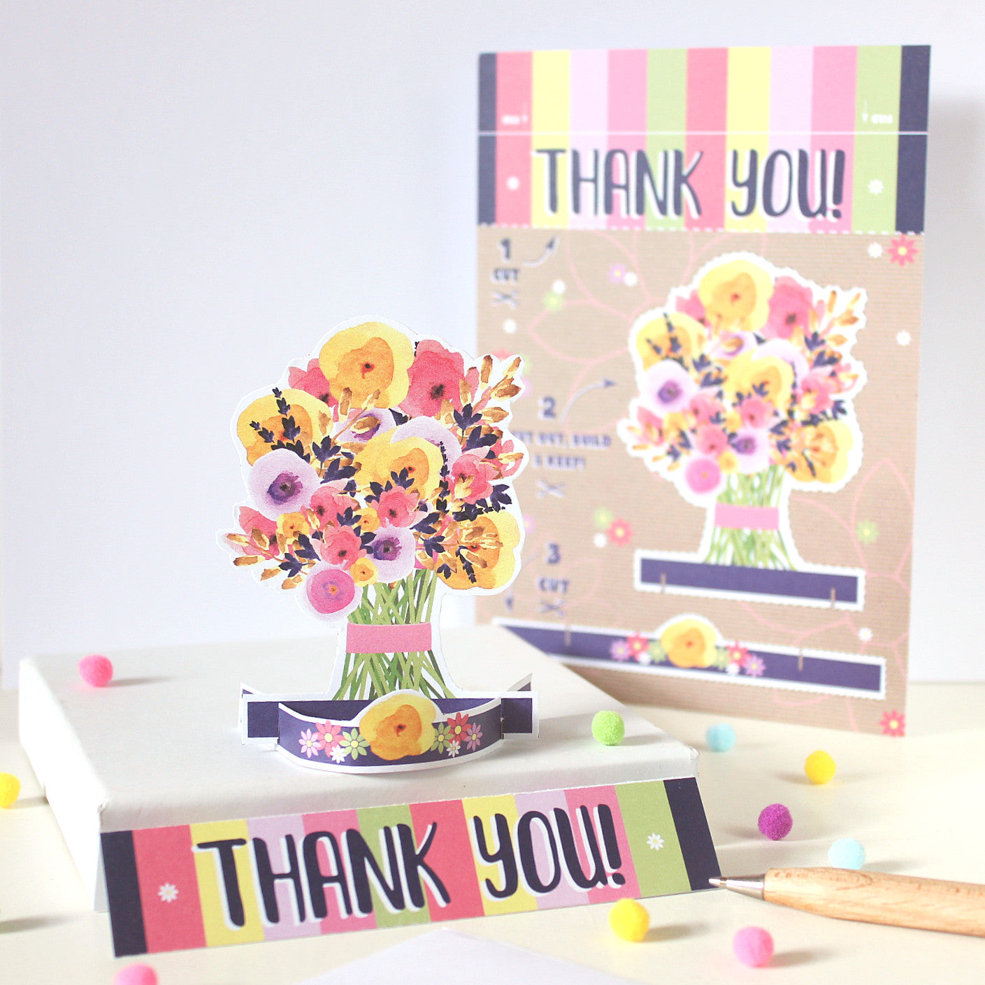 Thank You - Floral Bouquet - Cut Out and Keep Card