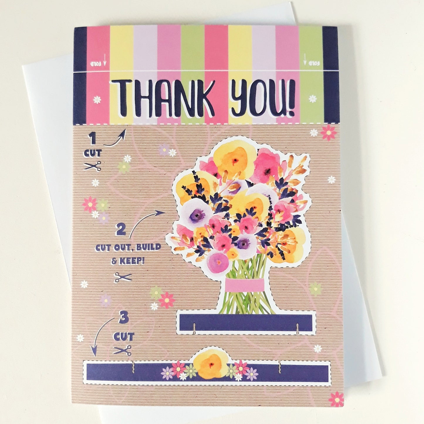 Thank You - Floral Bouquet - Cut Out and Keep Card