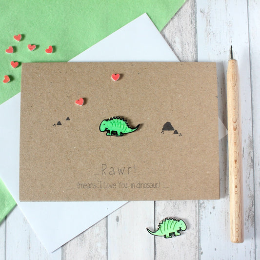 Anniversary Card. Engagement Card. Wedding Card. Dinosaur Card. Rawr. I love you in Dinosaur. Handmade Card. Valentines Card. Valentines.