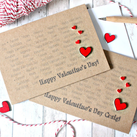 Personalised Valentines Card. Valentine. Love Heart. Happy Valentine's Day. Personalised Valentine. Handmade Card. Red Heart. Love Heart.