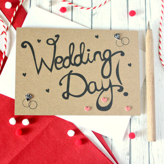 Wedding Day Card. Handmade Wedding Card. Wedding Congratulations Card. Wedding Card. Wedding Cards. Love Hearts. Diamond Ring. Wedding Card