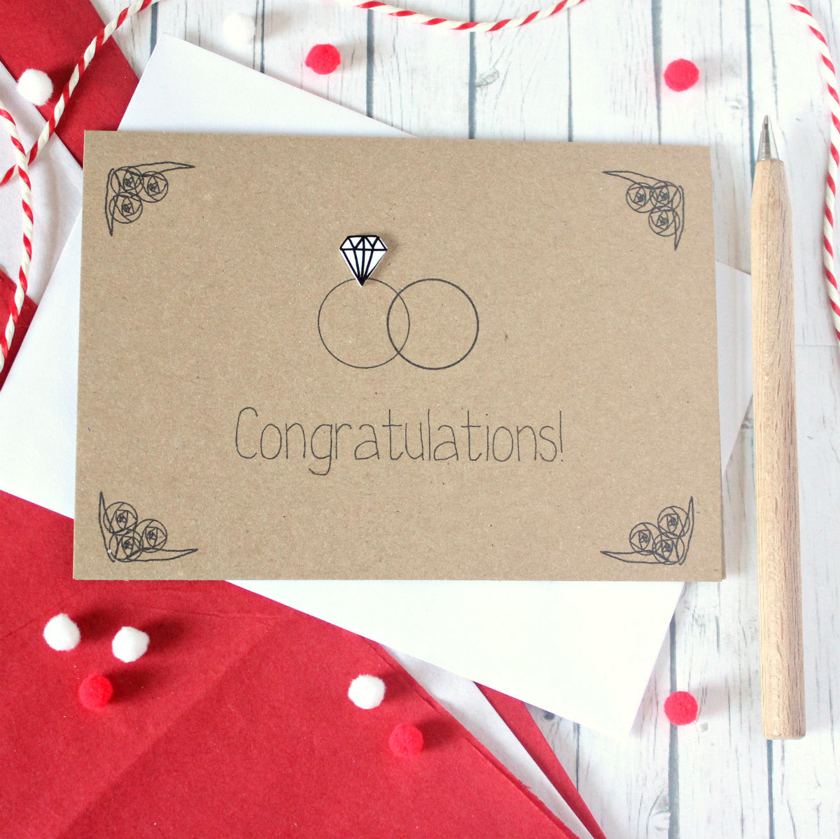 Wedding Congratulations Card. Handmade Wedding Card. Wedding Day Card. Wedding Rings Card. Diamond Rings. Engagement Ring Card. Ring Card