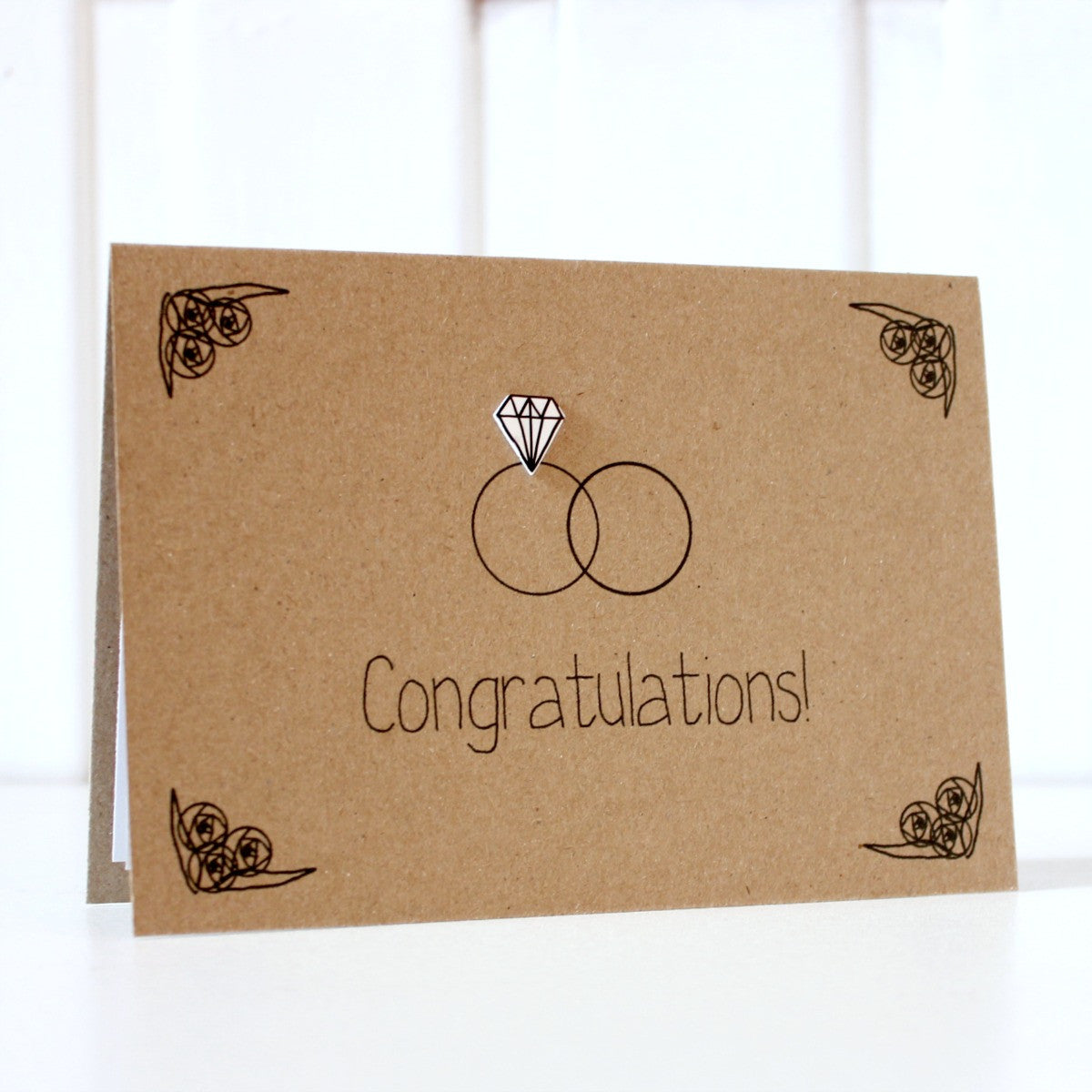 Wedding Congratulations Card. Handmade Wedding Card. Wedding Day Card. Wedding Rings Card. Diamond Rings. Engagement Ring Card. Ring Card