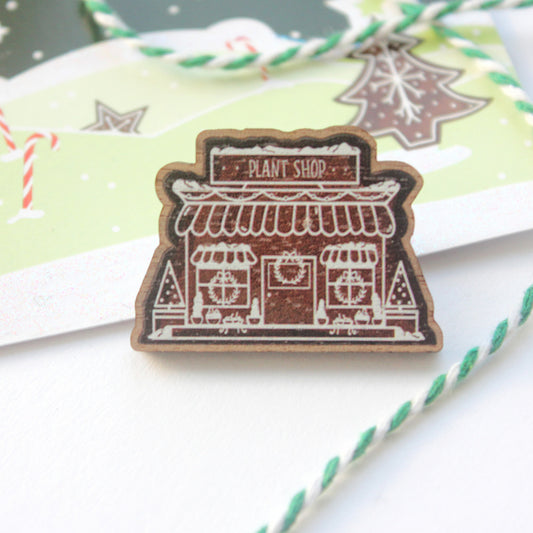 Plant Shop Wooden Pin Badge