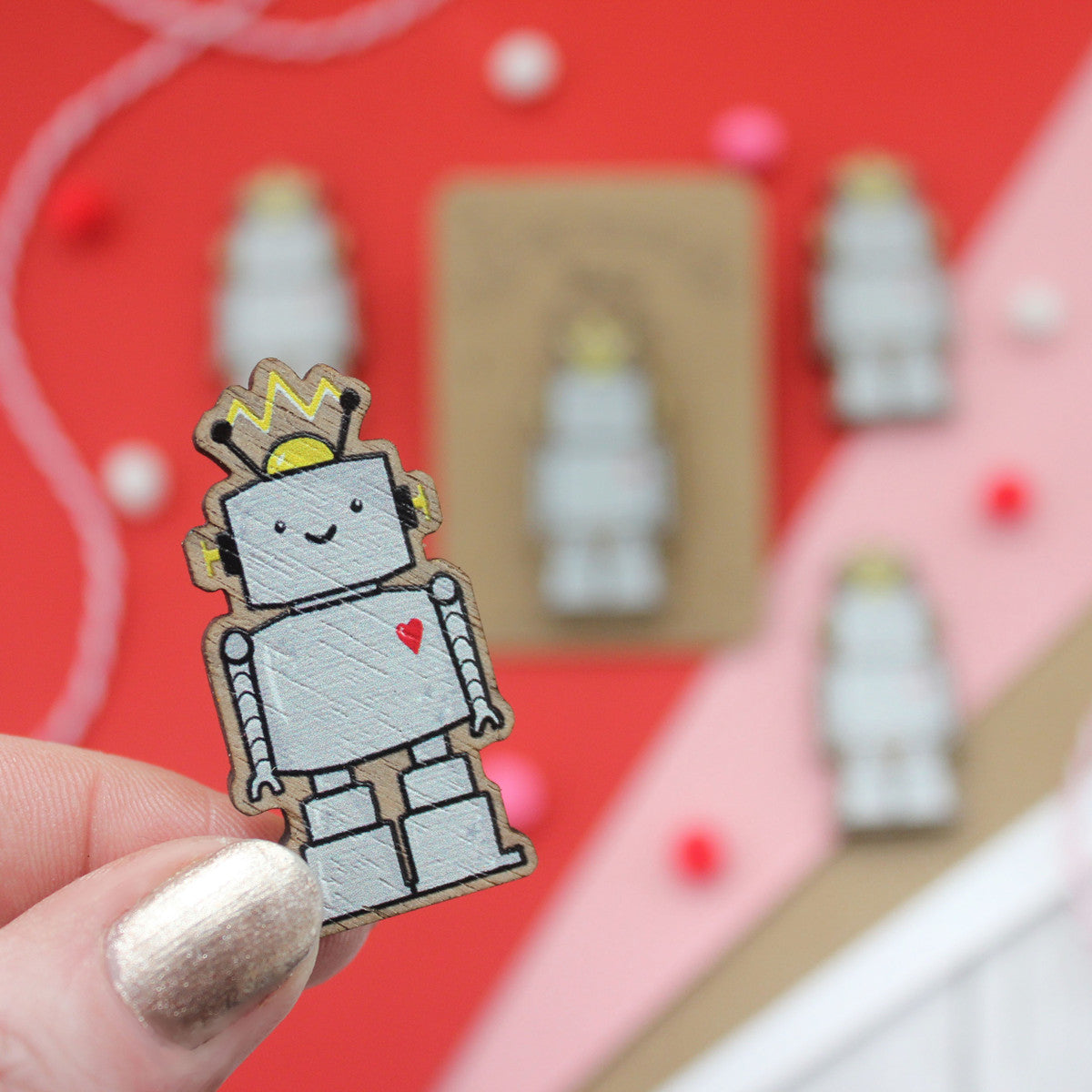 Cute Wooden Pin Badge